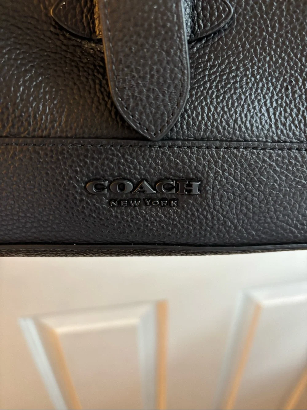 Coach Black Pebble Crossbody Leather Messenger Bag with Front Buckle